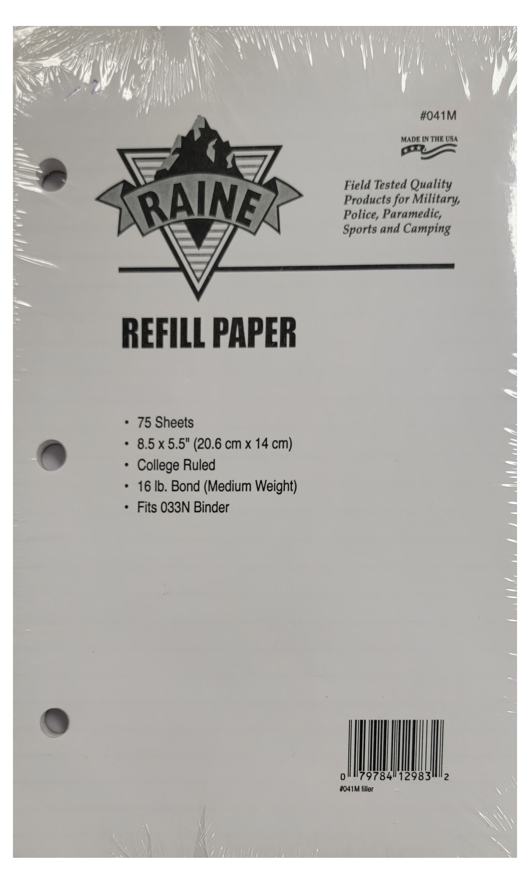 Raine 8x5 Refill Paper for 033N Covered Note Book Binder