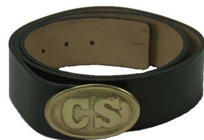 Civil War Waist Belt with Lead-Filled Buckle - C.S.
