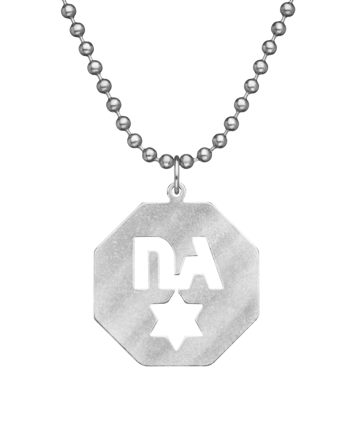 Genuine U.S. Military Issue Never Again Star Necklace with Dog Tag Chain