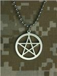 Silver Pentacle Necklace with Dog Tag Chain