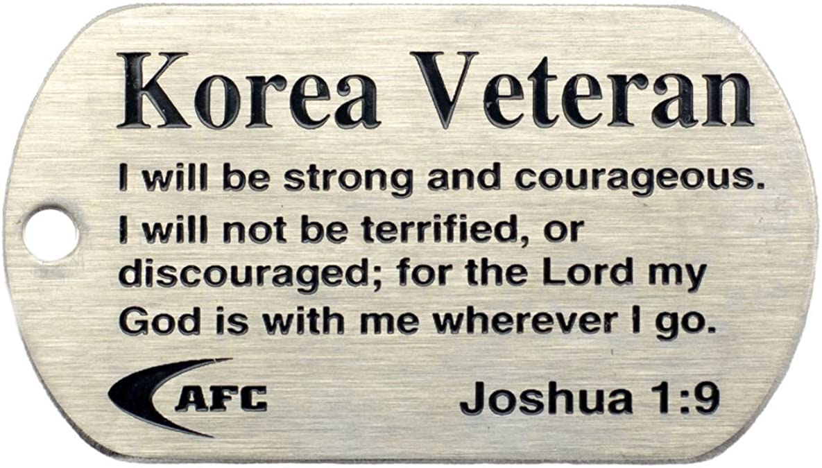 Korean Veteran Stainless Steel Dog Tag Necklace - Joshua 1:9