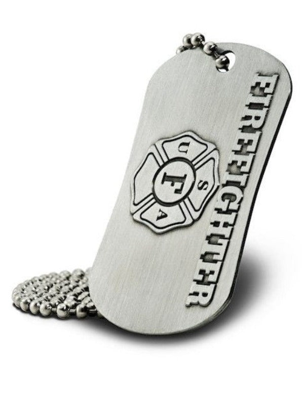 Firefighter Dog Tag Chain Necklace - Joshua 1:9
