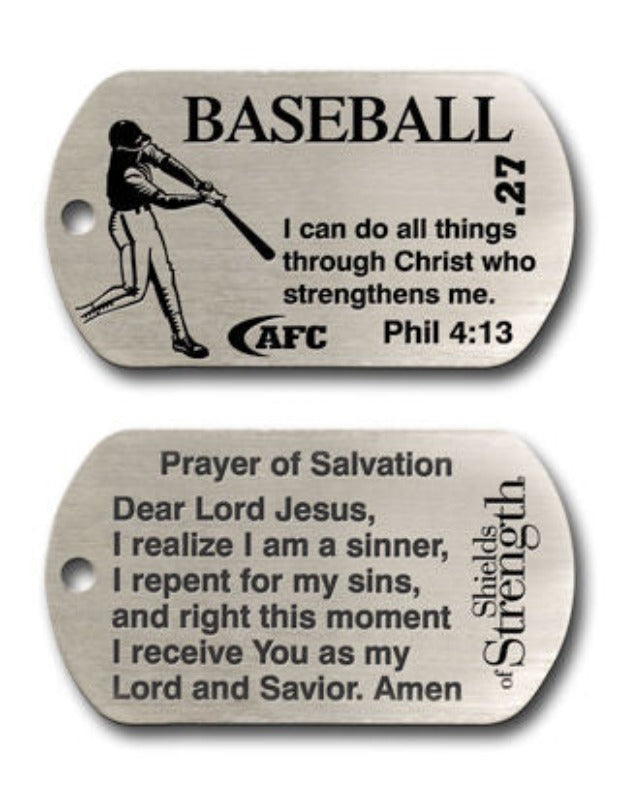 Baseball Dog Tag Chain Necklace - Prayer of Salvation