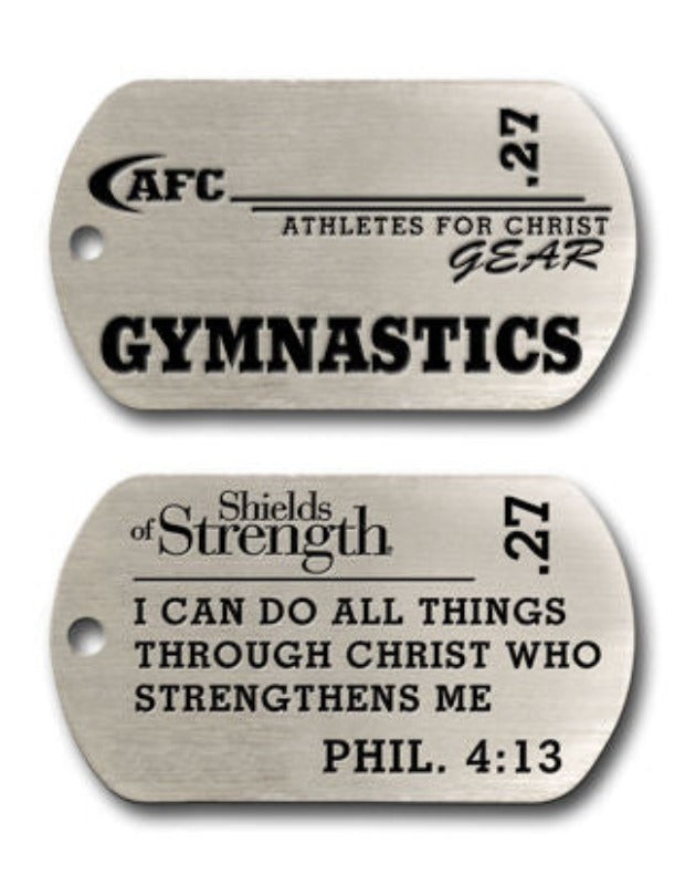 Gymnastics Dog Tag Chain Necklace - STAINLESS STEEL - Phil 4:13