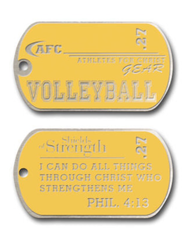 Volleyball Dog Tag Chain Necklace - GOLD - Phil 4:13