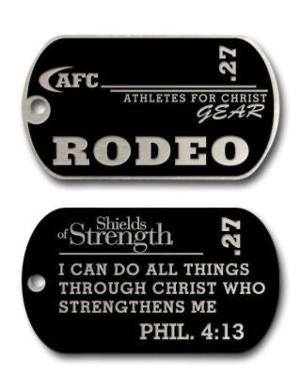 Rodeo Dog Tag Chain Necklace - BLACK - Phil 4:13