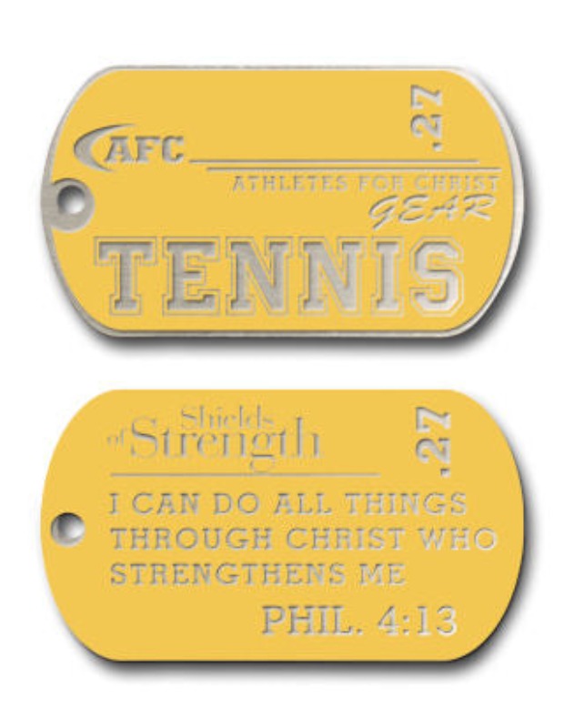 Tennis Dog Tag Chain Necklace - GOLD - Phil 4:13