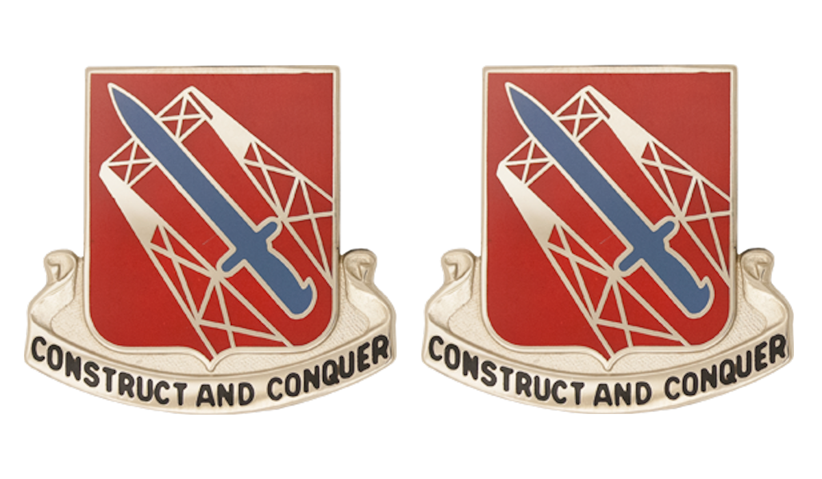 1030th Transportation Battalion Unit Crest - Pair - CONSTRUCT AND CONQ