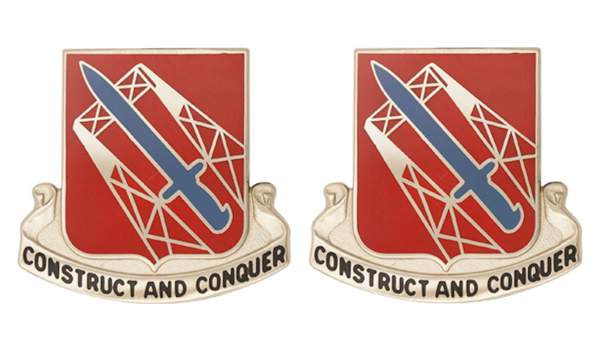 1030th Transportation Battalion Unit Crest - Pair - CONSTRUCT AND CONQUER