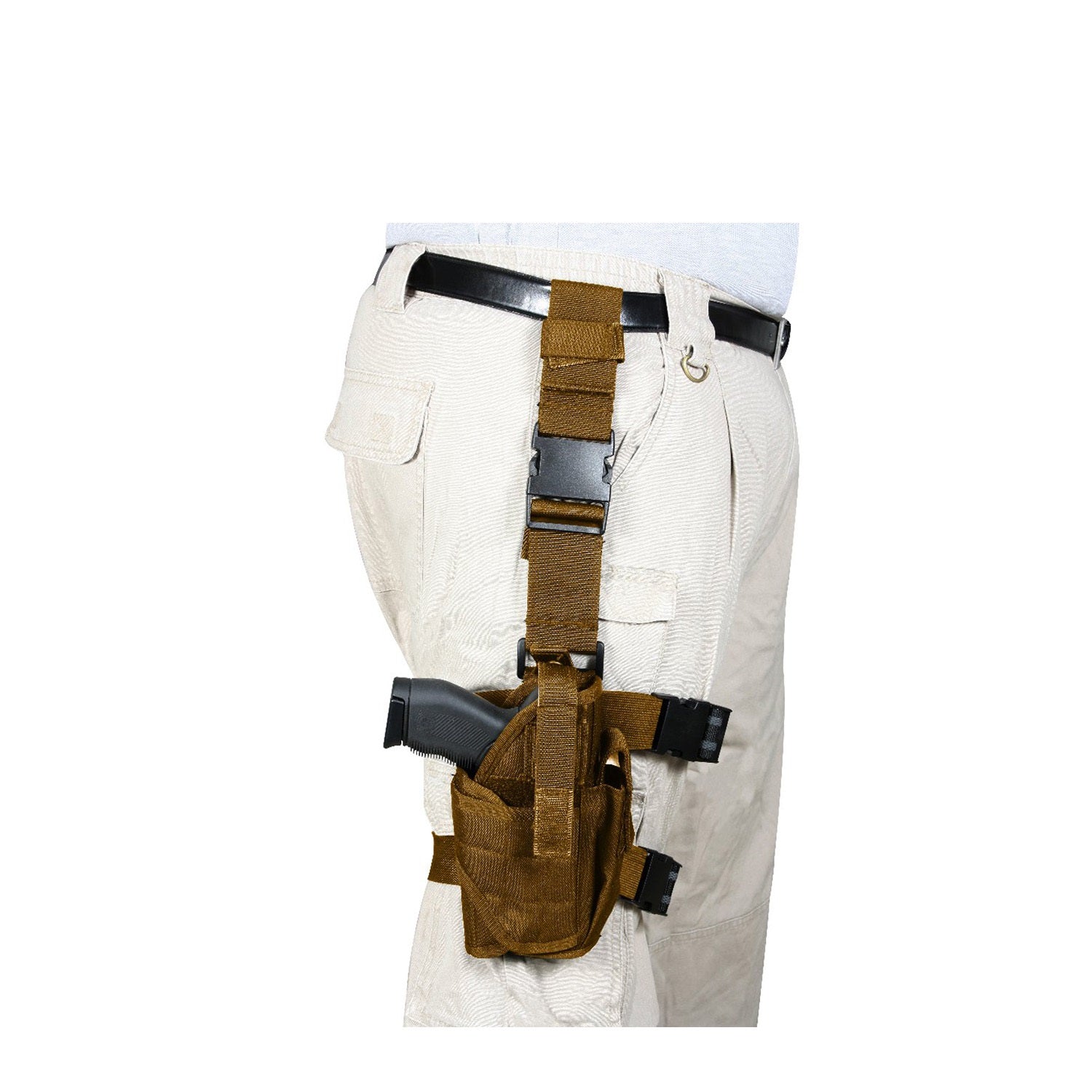 Rothco Deluxe Adjustable Drop Leg Tactical Holster Coyote Brown