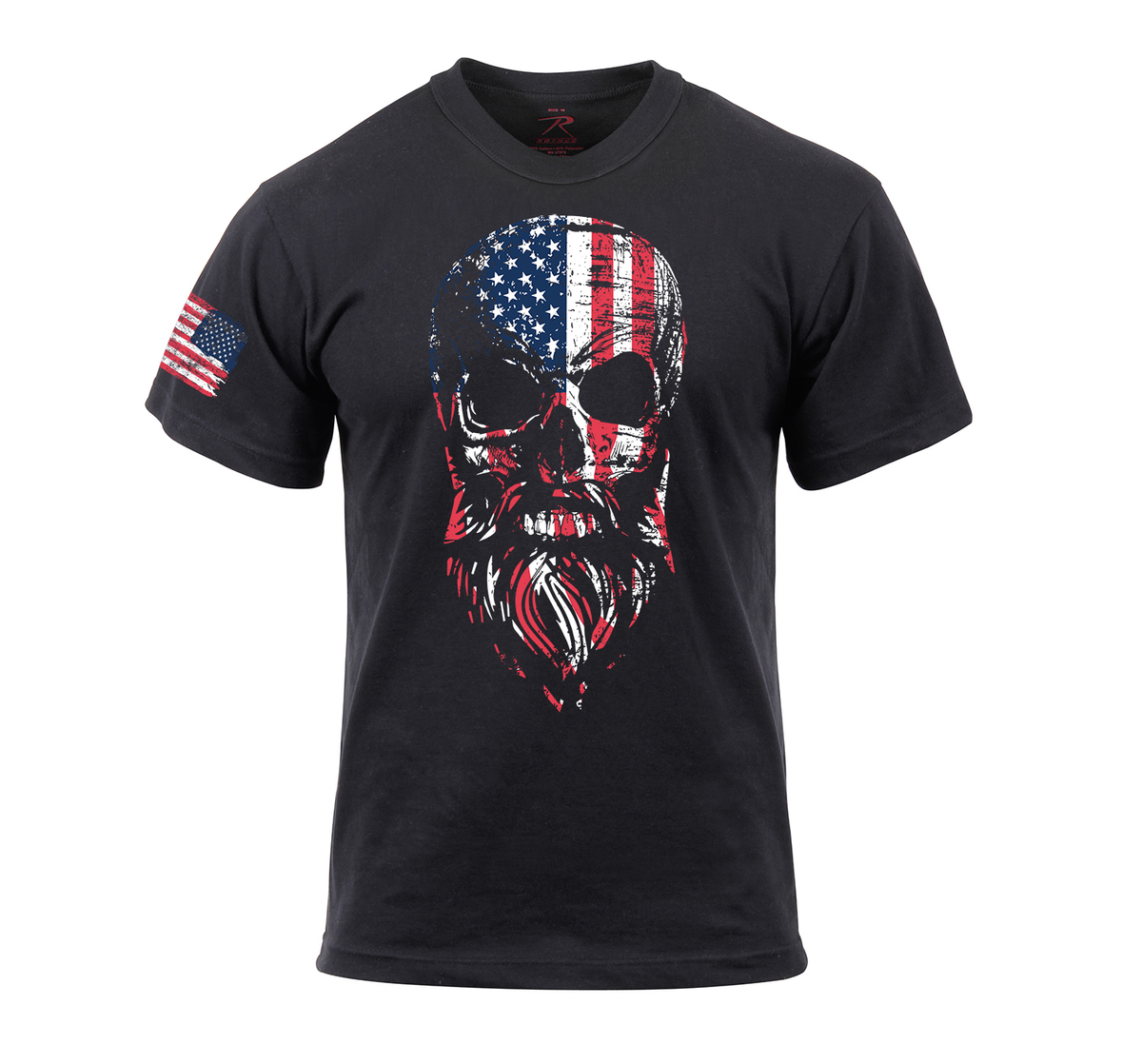 Rothco US Flag Bearded Skull T-Shirt - Black