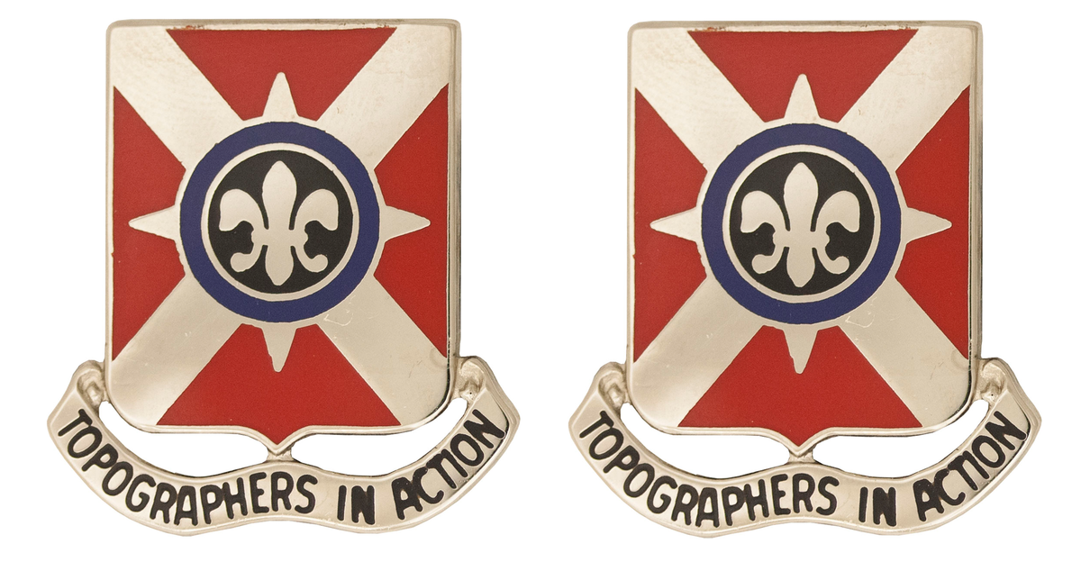 1203rd Engineer Battalion Unit Crest - Pair - TOPOGRAPHERS IN ACTION