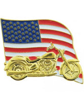U.S. Flag & Motorcycle Pin