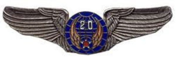 20th Air Force Air Corps Wings Pin - Pewter