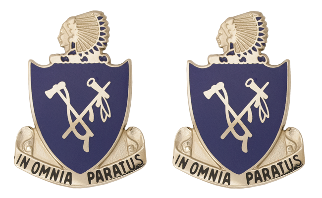 179th Infantry Battalion Unit Crest DUI - 1 Pair - IN OMNIA PARATUS