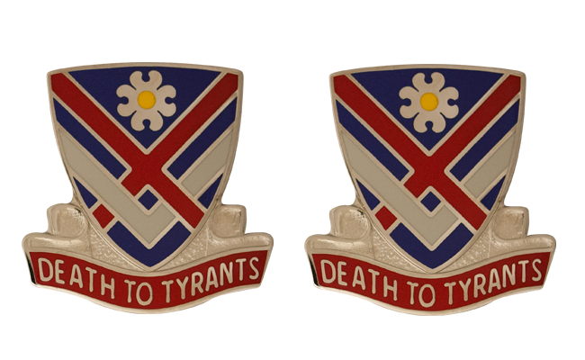 183rd Cavalry Regiment Unit Crest DUI - 1 Pair - DEATH TO TYRANTS
