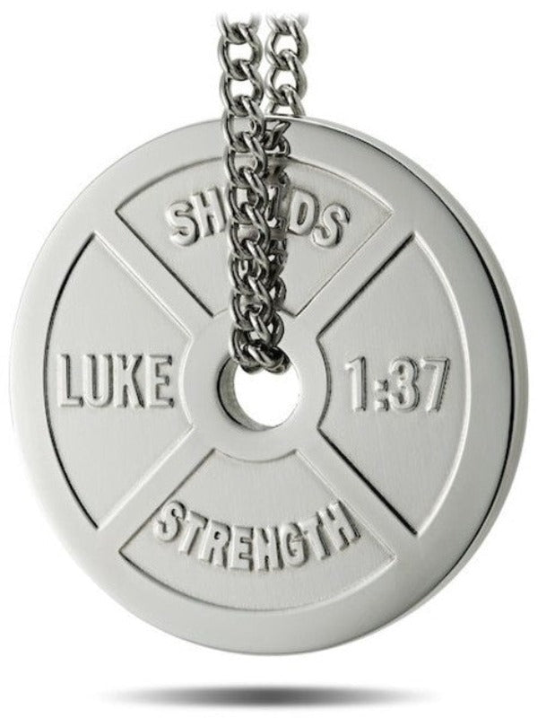 Women's Stainless Steel Weight Plate Necklace - Luke 1:37