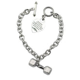 Women's Stainless Steel Heart Bracelet with Dumbbell - Phil 4:13