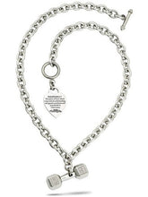 Women's Stainless Steel Heart Necklace with Dumbbell - Phil 4:13