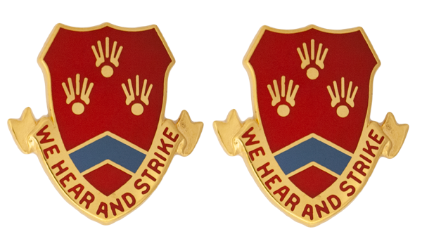 214th Field Artillery Brigade Unit Crest DUI - 1 Pair - WE HEAR AND STRIKE