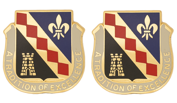 215th Finance Battalion Unit Crest DUI - 1 Pair - TRADITION OF EXCELLENCE