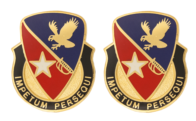 21st Cavalry Brigade Air Combat Unit Crest DUI - 1 Pair - IMPETUM PERSEQUI