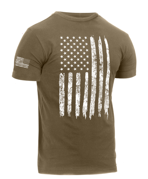 Rothco Distressed US Flag Athletic Fit T-Shirt - Red/White/Blue, Medium - Patriotic Shirt With Forward-Facing Sleeve Flag