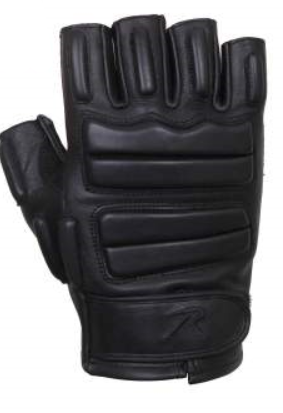 Fingerless Padded Tactical Gloves - BLACK