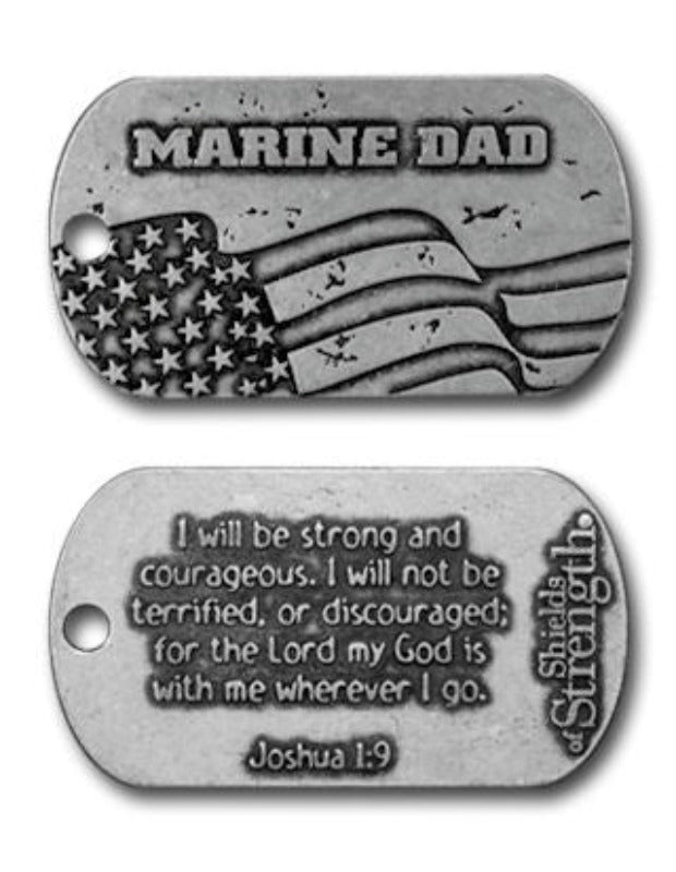 Marine Dad Dog Tag Necklace - Joshua 1:9