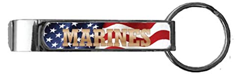 U.S. Marines with Flag Background Bottle Opener