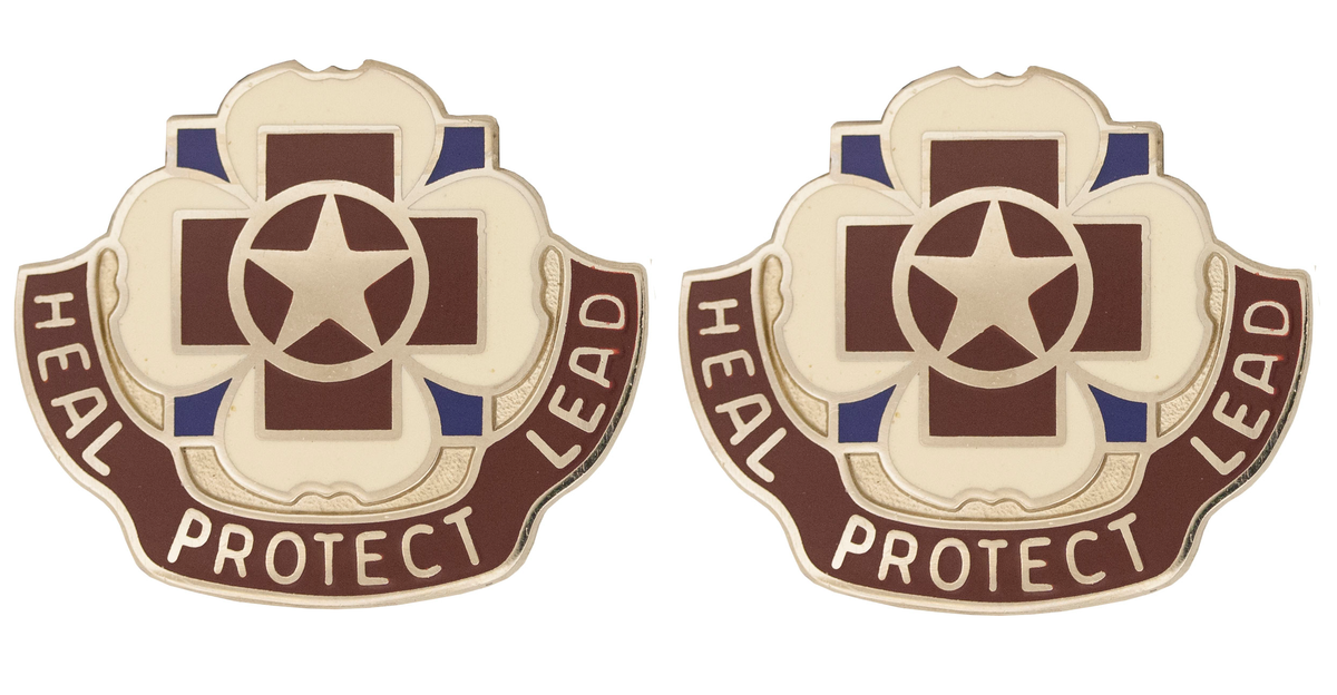 3297th Hospital Unit Crest - Pair - HEAL PROTECT LEAD