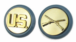 U.S. Army Branch Insignia - Infantry Lapel Disc Set with Blue Discs for ASUs and AGSUs