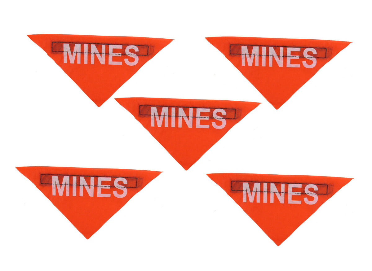 Lot of 5 Military Surplus MINES Flags - Minefield Marking Sign - NEON ORANGE
