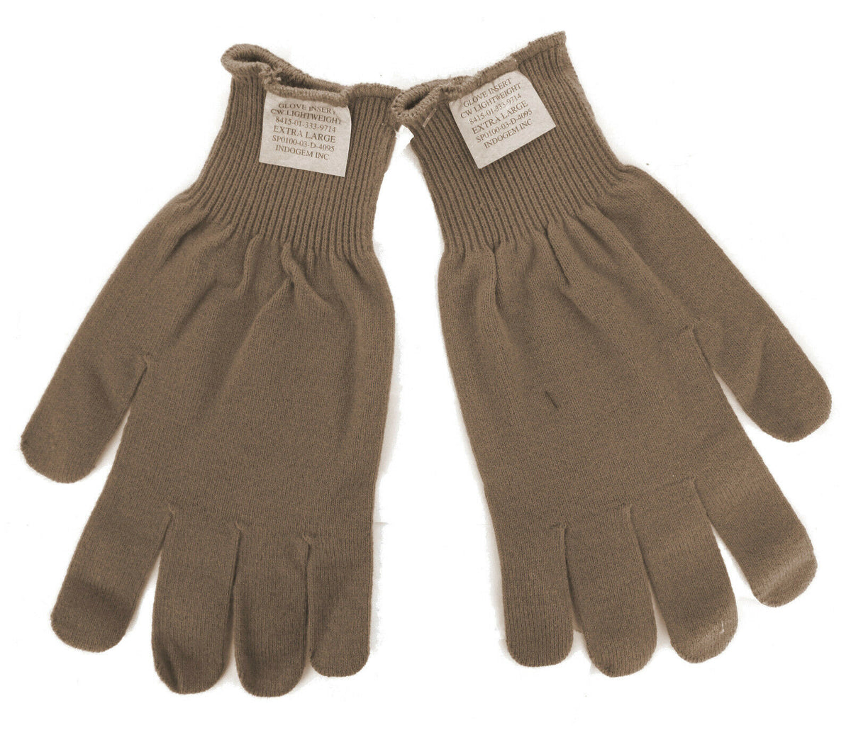 NEW Unissued Military Surplus - CW Lightweight Glove Inserts - BROWN - Size XL