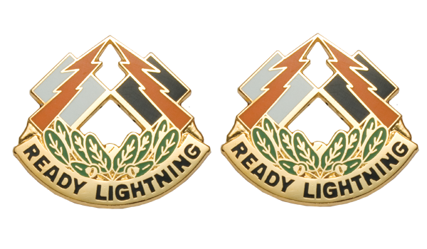 335th Signal Command Unit Crest DUI - 1 Pair - READY LIGHTNING