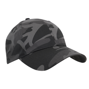 Black camouflage baseball cap on a white background