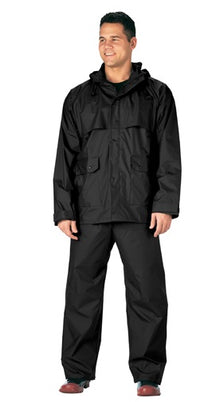 Rothco 2 Piece Microlite PVC Rainsuit Black