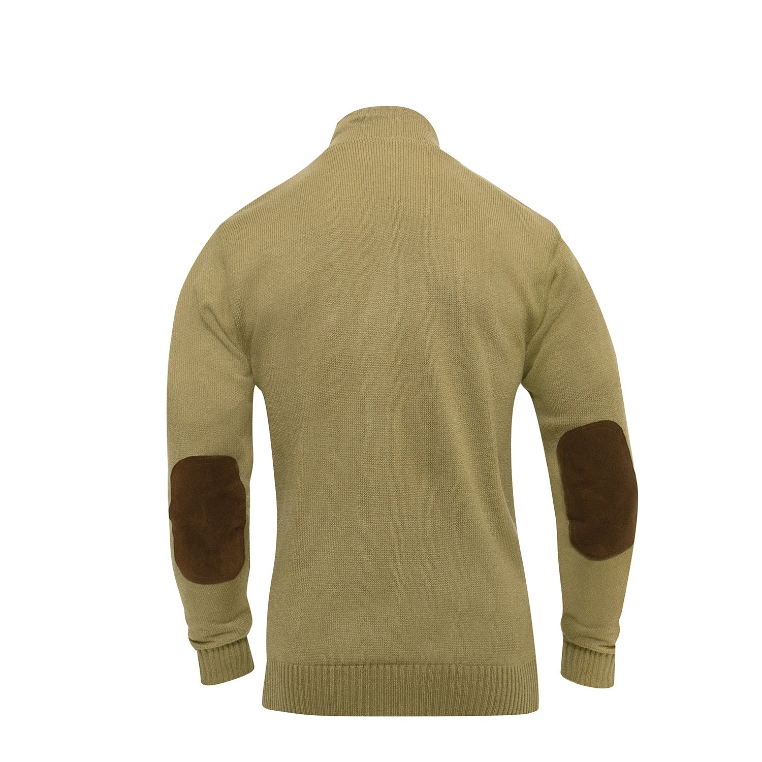 Rothco 3-Button Sweater With Suede Accents Khaki