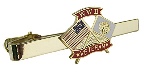 WWII Veteran Tie Bar Crossed Flags