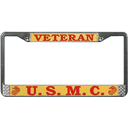 U.S. Marine Veteran Chrome Metal License Plate Frame