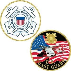 Coast Guard Military Branch Challenge Coin - Colorized with Raised Details