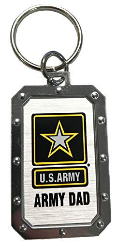 U.S. Army Star Logo Army Dad Silver Metal Key Chain