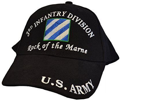 Mens 3rd Infantry Division Embroidered Ball Cap Adjustable Black - CLEARANCE!