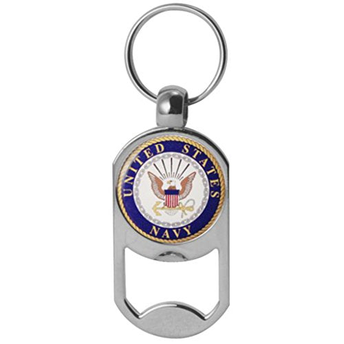 U.S. Navy Crest Dog Tag Bottle Opener Military Keychain