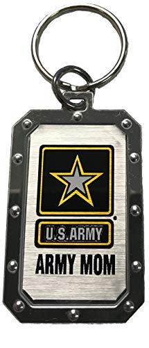 U.S. Army Star Logo Army Mom Silver Metal Key Chain