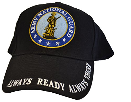 Men's Army National Guard Embroidered Ball Cap Adjustable Black