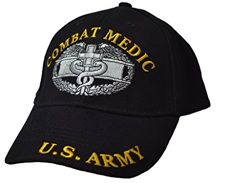 Mens Combat Medic Embroidered Ball Cap Adjustable Black