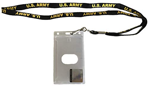 U.S. Army Lanyard Badge Holder - Black Lanyard with Yellow Text