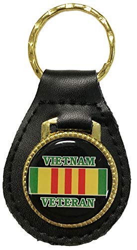 Vietnam Veteran with Campaign Ribbon on Leather Key Fob