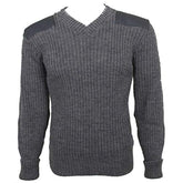 York Woolly Pully Vee Neck Sweater with Patches with Epaulets